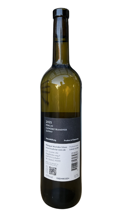 Niklas Gewürztraminer Spätlese lieblich, Weingut Wechsler Erben aus Osthofen/Rheinhessen